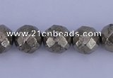CPY29 16 inches 8mm faceted round pyrite gemstone beads wholesale CPY29 16 inches 8mm faceted round pyrite gemstone beads wholesale