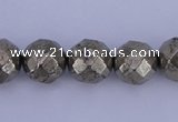 CPY29 16 inches 8mm faceted round pyrite gemstone beads wholesale