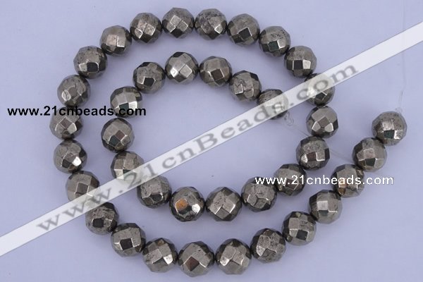 CPY29 16 inches 8mm faceted round pyrite gemstone beads wholesale