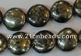 CPY303 15.5 inches 16mm flat round pyrite gemstone beads wholesale