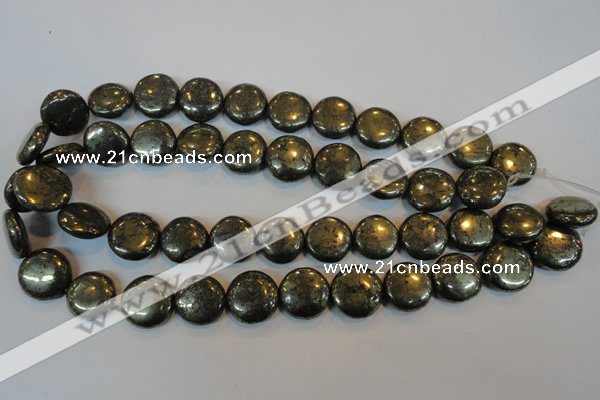 CPY304 15.5 inches 18mm flat round pyrite gemstone beads wholesale