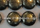 CPY305 15.5 inches 20mm flat round pyrite gemstone beads wholesale