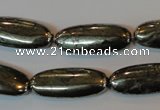 CPY311 15.5 inches 10*25mm oval pyrite gemstone beads wholesale