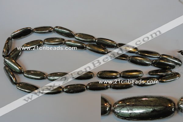 CPY311 15.5 inches 10*25mm oval pyrite gemstone beads wholesale