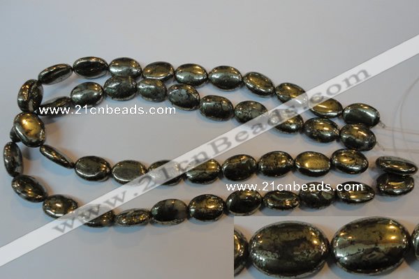 CPY312 15.5 inches 13*18mm oval pyrite gemstone beads wholesale