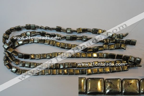 CPY315 15.5 inches 8*8mm square pyrite gemstone beads wholesale