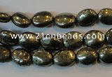 CPY32 16 inches 8*10mm oval pyrite gemstone beads wholesale