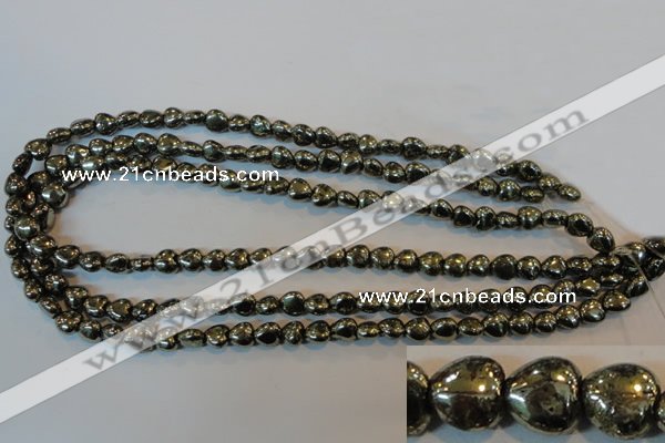 CPY328 15.5 inches 8*8mm heart pyrite gemstone beads wholesale