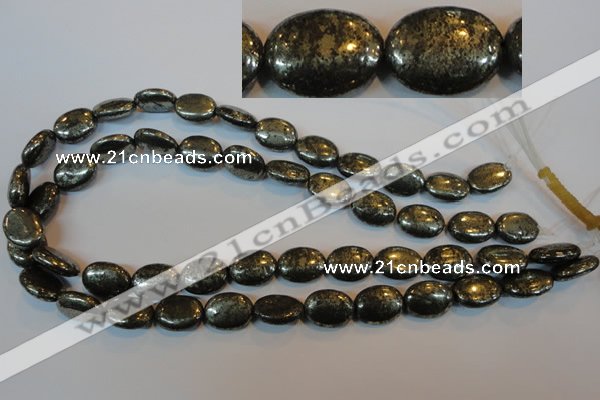 CPY33 16 inches 12*16mm oval pyrite gemstone beads wholesale