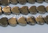 CPY332 15.5 inches 10*10mm heart pyrite gemstone beads