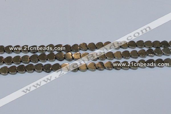 CPY332 15.5 inches 10*10mm heart pyrite gemstone beads