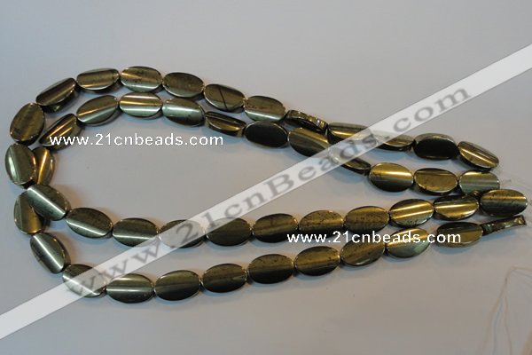 CPY334 15.5 inches 10*16mm twisted oval pyrite gemstone beads