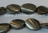 CPY335 15.5 inches 13*18mm twisted oval pyrite gemstone beads