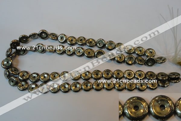 CPY336 15.5 inches 12mm donut pyrite gemstone beads wholesale