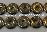 CPY337 15.5 inches 14mm donut pyrite gemstone beads wholesale