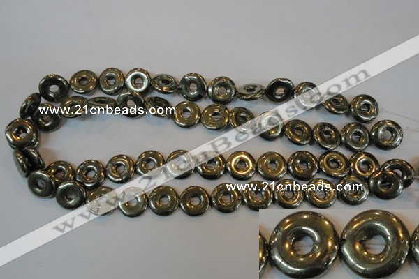 CPY338 15.5 inches 16mm donut pyrite gemstone beads wholesale