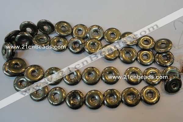 CPY340 15.5 inches 20mm donut pyrite gemstone beads wholesale