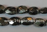 CPY343 15.5 inches 10*14mm faceted oval pyrite gemstone beads wholesale