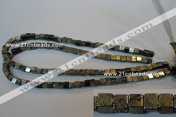 CPY351 15.5 inches 6*6mm cube pyrite gemstone beads wholesale