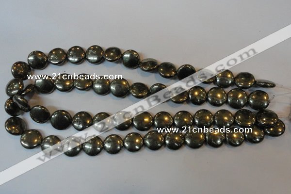 CPY36 16 inches 14mm coin pyrite gemstone beads wholesale