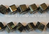 CPY362 15.5 inches 8*8mm faceted cube pyrite gemstone beads