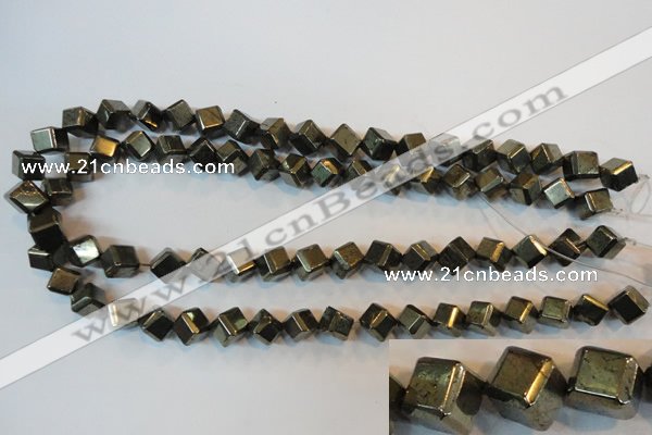 CPY362 15.5 inches 8*8mm faceted cube pyrite gemstone beads