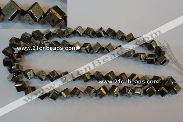 CPY363 15.5 inches 10*10mm faceted cube pyrite gemstone beads