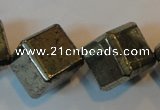 CPY365 15.5 inches 16*16mm faceted cube pyrite gemstone beads