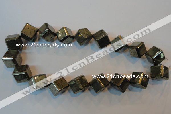 CPY365 15.5 inches 16*16mm faceted cube pyrite gemstone beads