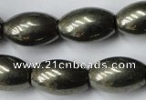 CPY367 15.5 inches 10*16mm rice pyrite gemstone beads wholesale