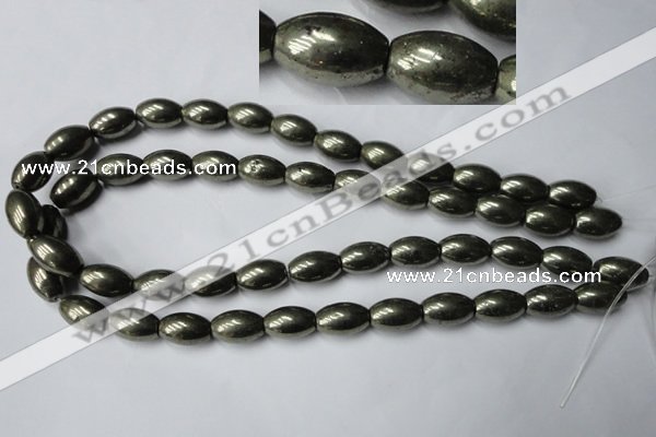 CPY367 15.5 inches 10*16mm rice pyrite gemstone beads wholesale