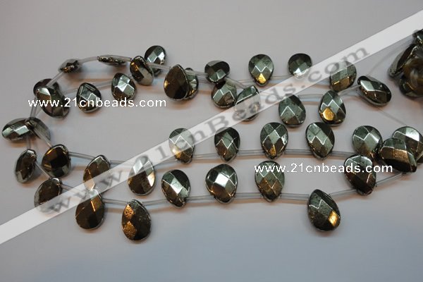 CPY376 Top drilled 15*20mm briolette pyrite gemstone beads