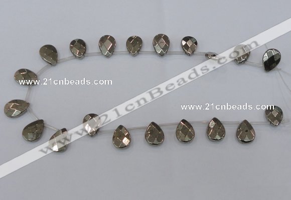 CPY379 Top drilled 13*18mm briolette pyrite gemstone beads