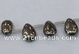 CPY382 Top drilled 7*11mm flat teardrop pyrite gemstone beads