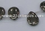 CPY386 Top drilled 15*20mm flat teardrop pyrite gemstone beads