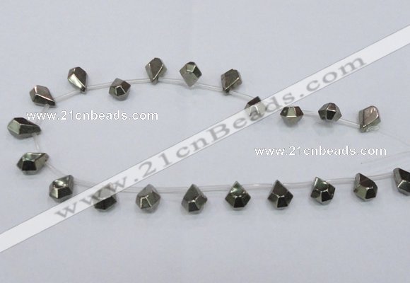 CPY389 Top drilled 11*15mm - 12*16mm faceted flat teardrop pyrite beads