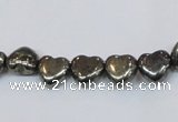 CPY390 Top drilled 8*8mm heart pyrite gemstone beads