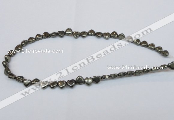 CPY390 Top drilled 8*8mm heart pyrite gemstone beads