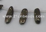 CPY396 Top drilled 5*15mm - 7*25mm sticks pyrite gemstone beads