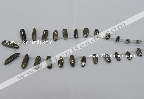 CPY396 Top drilled 5*15mm - 7*25mm sticks pyrite gemstone beads