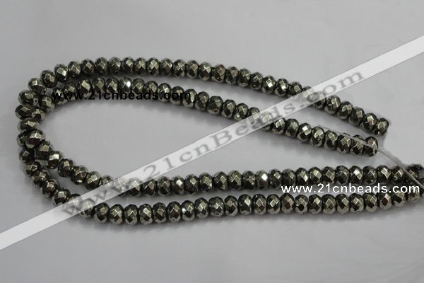 CPY40 16 inches 4*8mm faceted rondelle pyrite gemstone beads wholesale