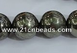 CPY408 15.5 inches 18mm round pyrite gemstone beads wholesale