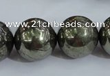 CPY409 15.5 inches 20mm round pyrite gemstone beads wholesale