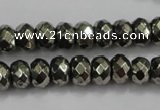 CPY41 16 inches 5*10mm faceted rondelle pyrite gemstone beads wholesale