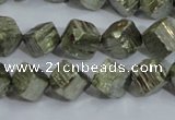 CPY411 15.5 inches 10*10mm faceted cube pyrite gemstone beads