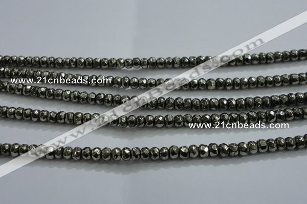 CPY426 15.5 inches 2*3mm faceted rondelle pyrite gemstone beads