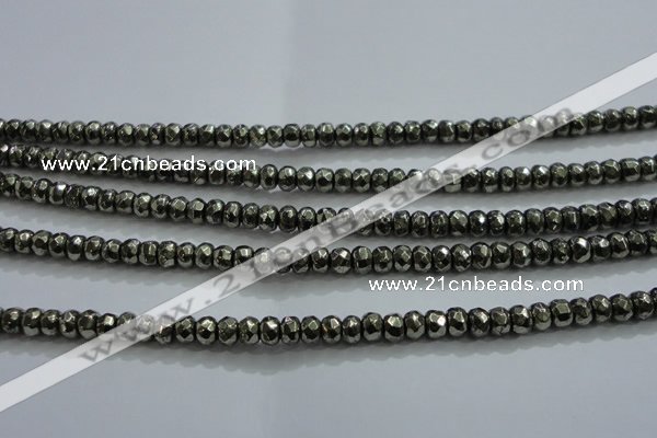 CPY427 15.5 inches 2.5*4mm faceted rondelle pyrite gemstone beads