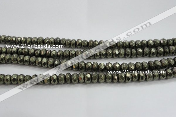 CPY429 15.5 inches 5*8mm faceted rondelle pyrite gemstone beads