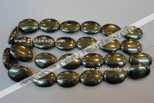 CPY43 16 inches 22*30mm oval pyrite gemstone beads wholesale