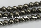 CPY48 16 inches 10mm round pyrite gemstone beads wholesale